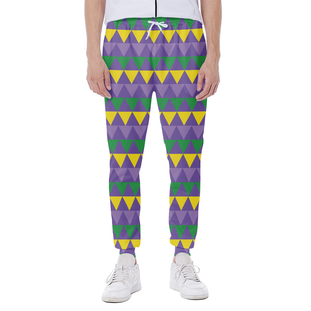 Geometric Mardi Gras Pattern Print Scuba Joggers