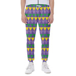 Geometric Mardi Gras Pattern Print Scuba Joggers