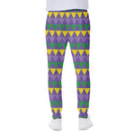 Geometric Mardi Gras Pattern Print Scuba Joggers