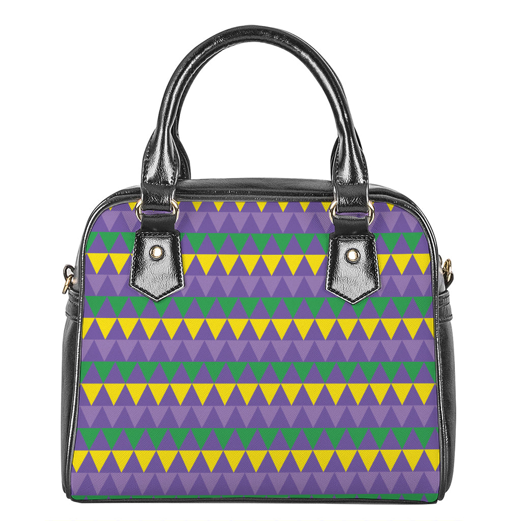 Geometric Mardi Gras Pattern Print Shoulder Handbag