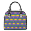 Geometric Mardi Gras Pattern Print Shoulder Handbag