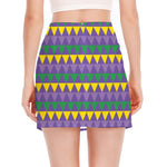 Geometric Mardi Gras Pattern Print Side Slit Mini Skirt
