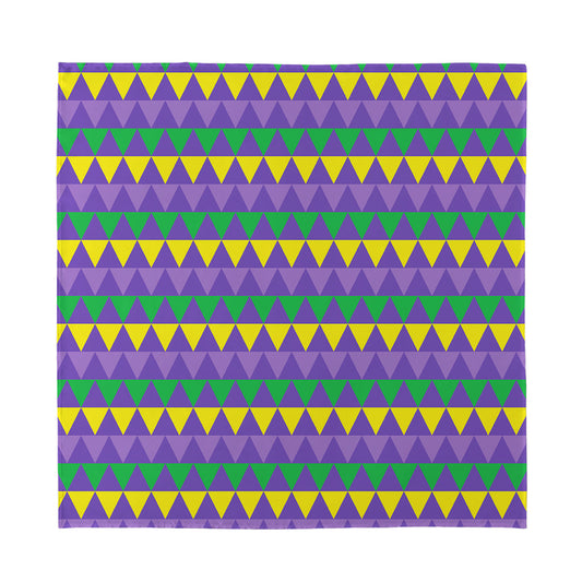 Geometric Mardi Gras Pattern Print Silk Bandana