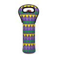 Geometric Mardi Gras Pattern Print Single Neoprene Wine Tote