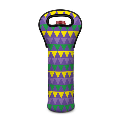 Geometric Mardi Gras Pattern Print Single Neoprene Wine Tote