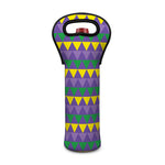 Geometric Mardi Gras Pattern Print Single Neoprene Wine Tote
