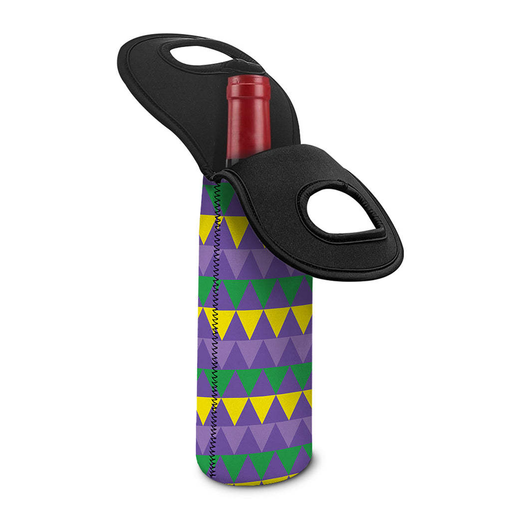 Geometric Mardi Gras Pattern Print Single Neoprene Wine Tote