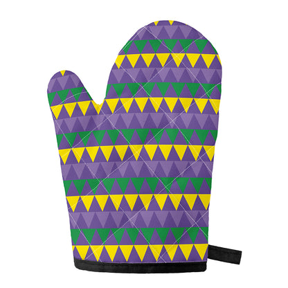Geometric Mardi Gras Pattern Print Single Oven Mitt