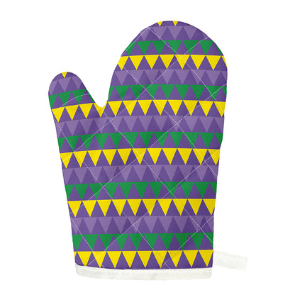 Geometric Mardi Gras Pattern Print Single Oven Mitt