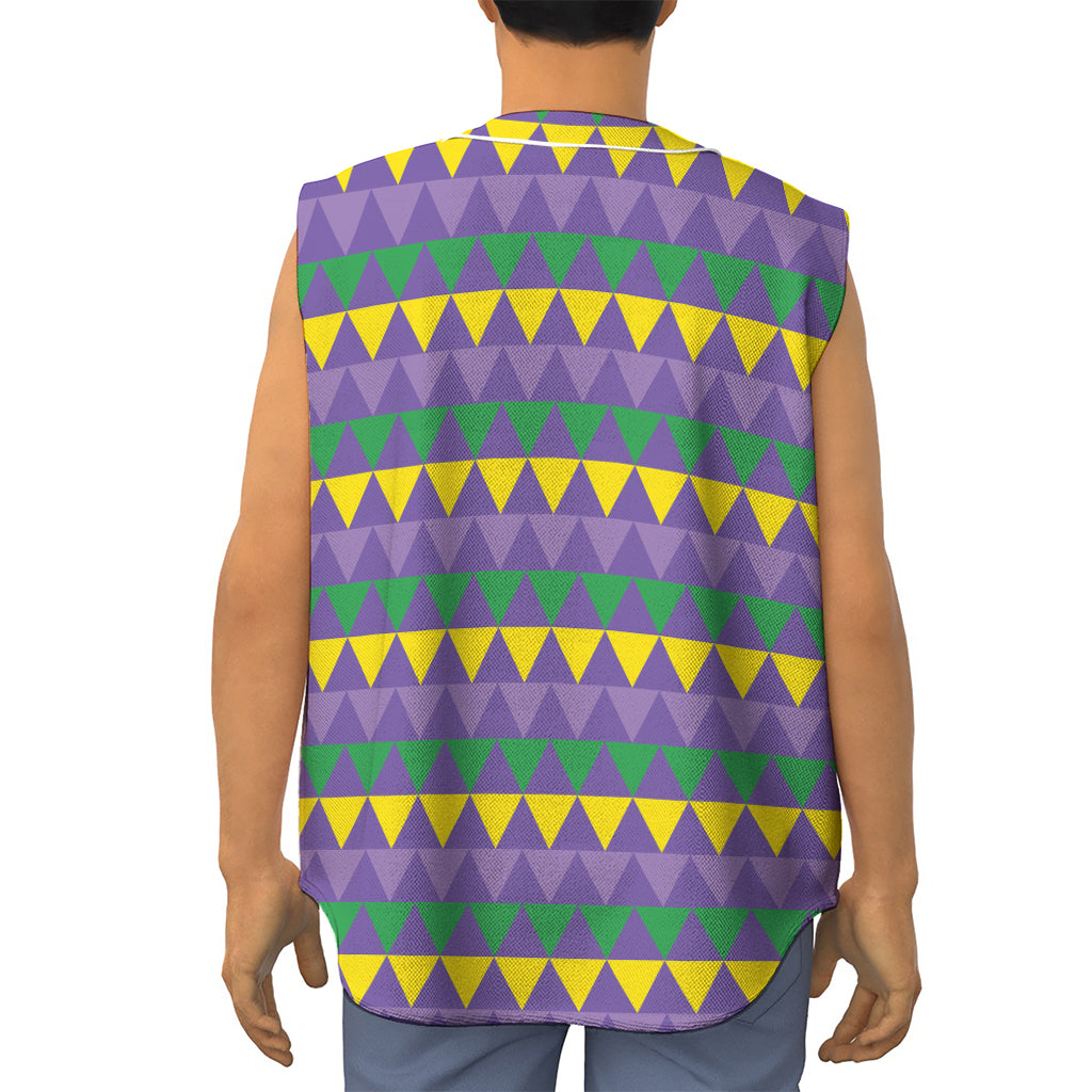 Geometric Mardi Gras Pattern Print Sleeveless Baseball Jersey