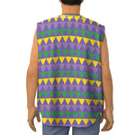 Geometric Mardi Gras Pattern Print Sleeveless Baseball Jersey