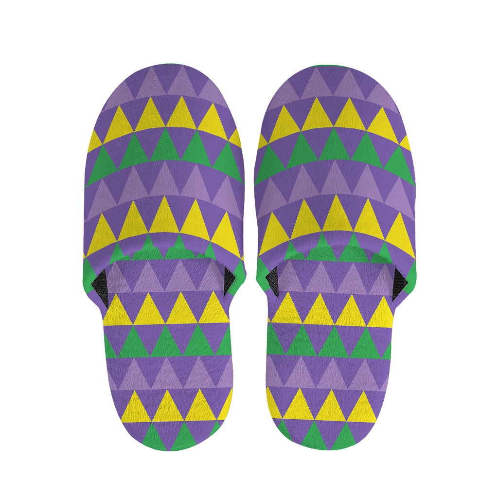 Geometric Mardi Gras Pattern Print Slippers
