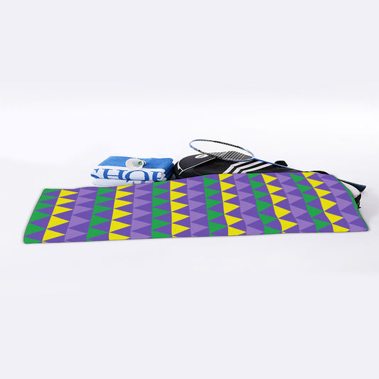 Geometric Mardi Gras Pattern Print Sports Towel