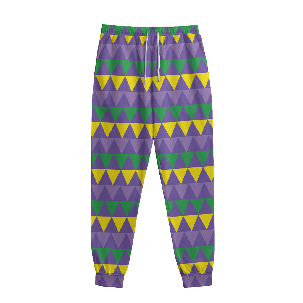 Geometric Mardi Gras Pattern Print Sweatpants