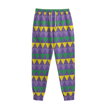 Geometric Mardi Gras Pattern Print Sweatpants