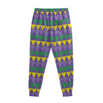 Geometric Mardi Gras Pattern Print Sweatpants