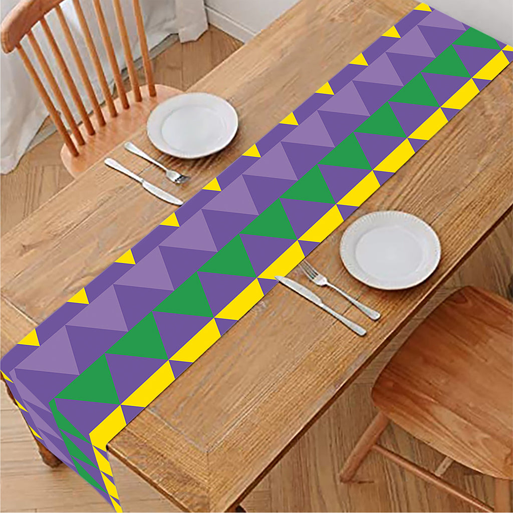 Geometric Mardi Gras Pattern Print Table Runner