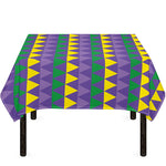 Geometric Mardi Gras Pattern Print Tablecloth