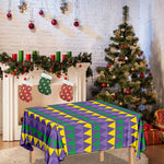 Geometric Mardi Gras Pattern Print Tablecloth