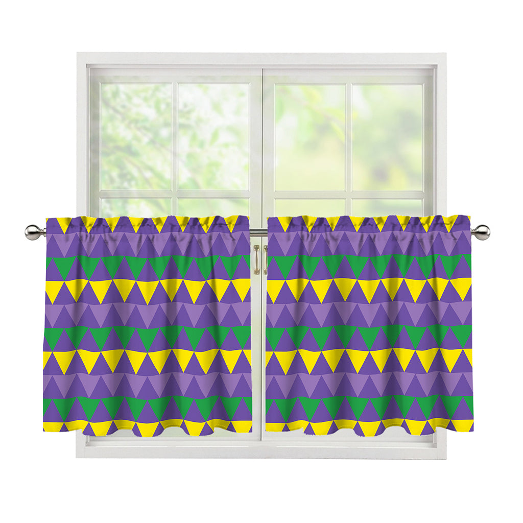 Geometric Mardi Gras Pattern Print Tier Curtains