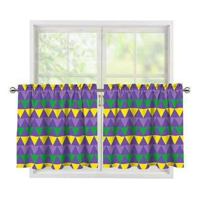 Geometric Mardi Gras Pattern Print Tier Curtains