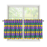 Geometric Mardi Gras Pattern Print Tier Curtains