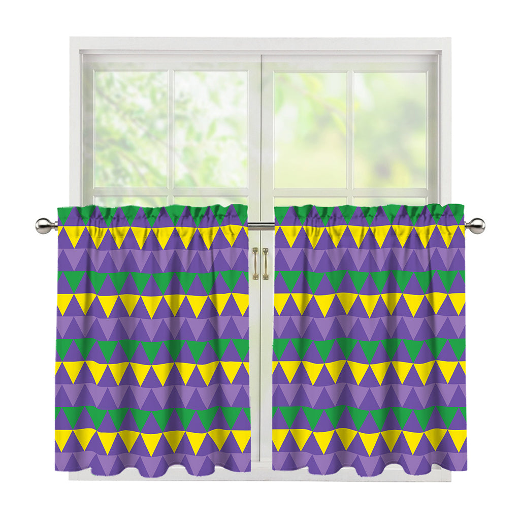 Geometric Mardi Gras Pattern Print Tier Curtains