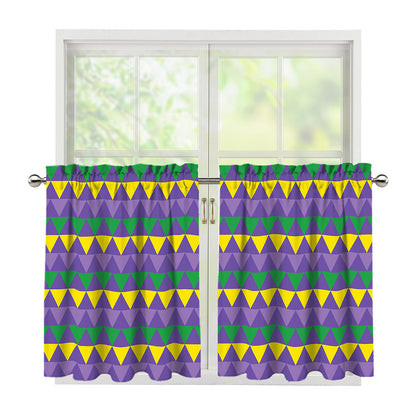Geometric Mardi Gras Pattern Print Tier Curtains