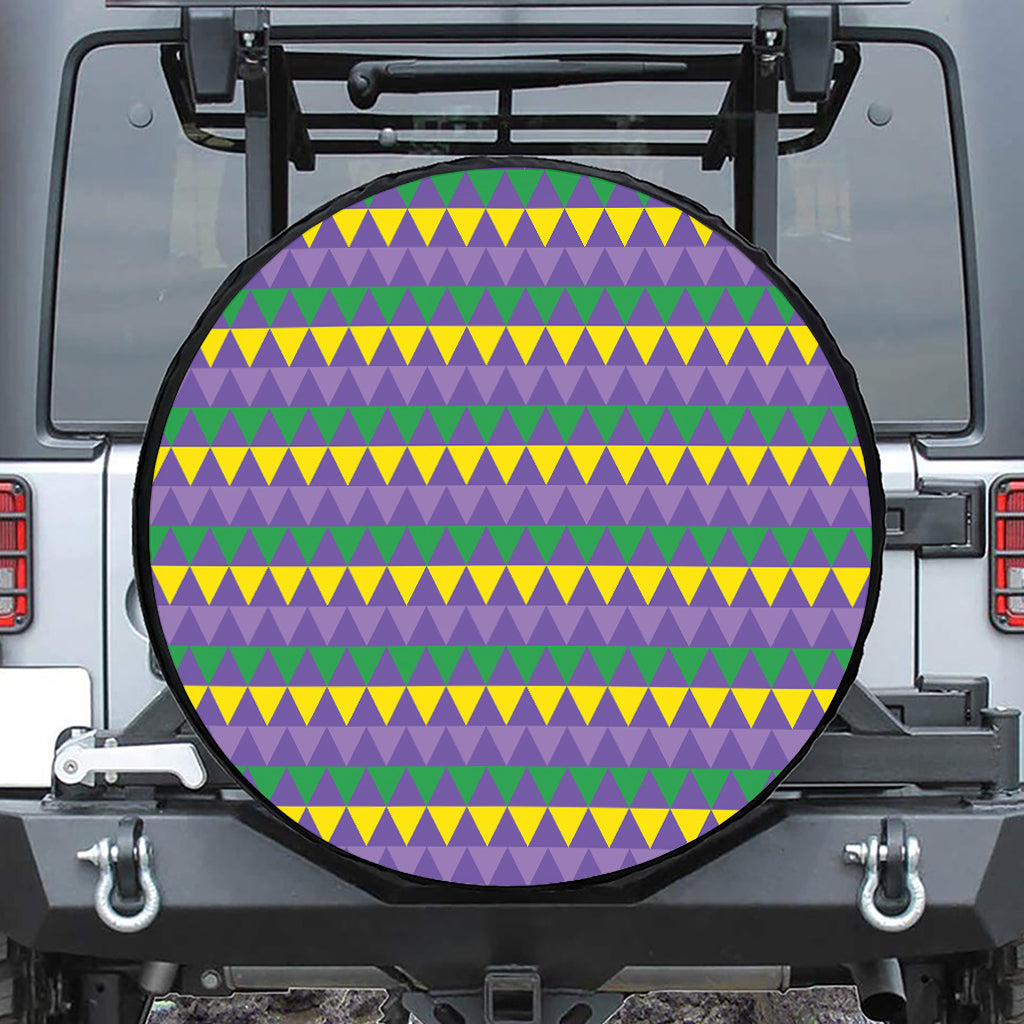 Geometric Mardi Gras Pattern Print Tire Cover