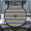 Geometric Mardi Gras Pattern Print Tire Cover With Camera Hole