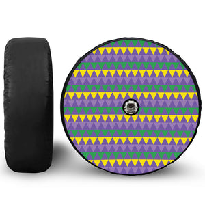 Geometric Mardi Gras Pattern Print Tire Cover With Camera Hole