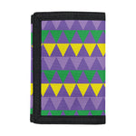 Geometric Mardi Gras Pattern Print Trifold Wallet
