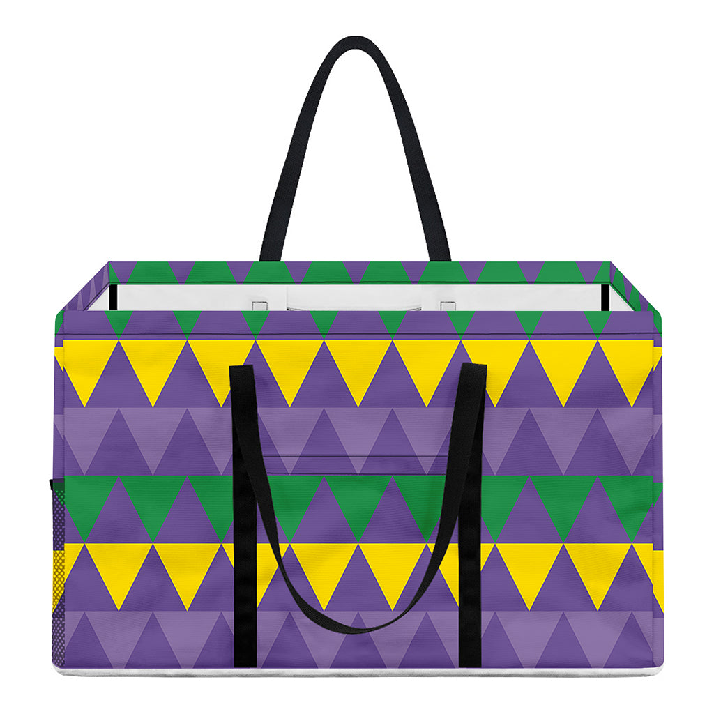 Geometric Mardi Gras Pattern Print Utility Tote Bag