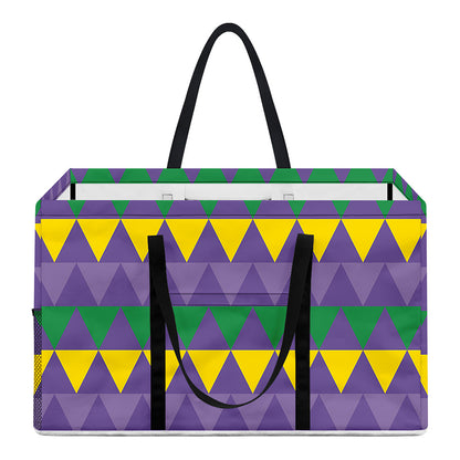 Geometric Mardi Gras Pattern Print Utility Tote Bag