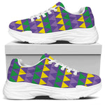 Geometric Mardi Gras Pattern Print White Chunky Shoes