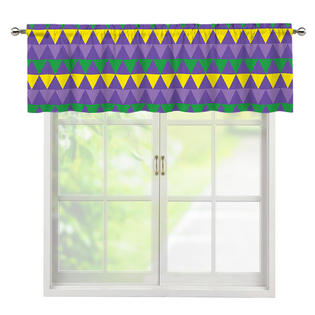 Geometric Mardi Gras Pattern Print Window Valance