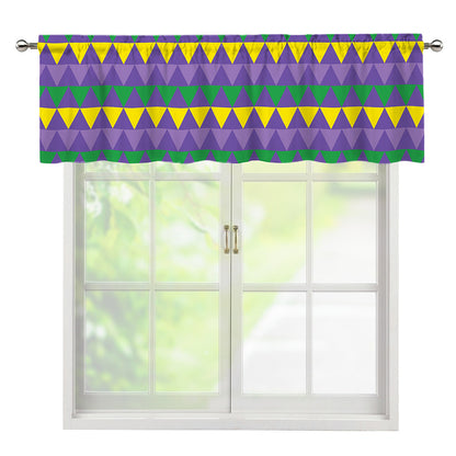 Geometric Mardi Gras Pattern Print Window Valance