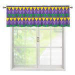 Geometric Mardi Gras Pattern Print Window Valance