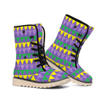 Geometric Mardi Gras Pattern Print Winter Boots