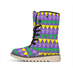 Geometric Mardi Gras Pattern Print Winter Boots