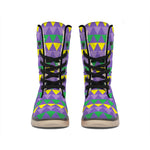 Geometric Mardi Gras Pattern Print Winter Boots