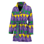 Geometric Mardi Gras Pattern Print Women's Bathrobe