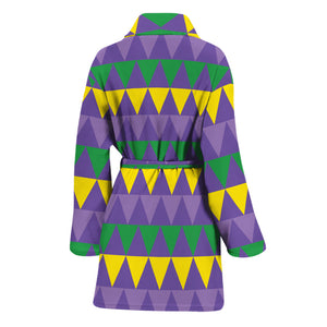 Geometric Mardi Gras Pattern Print Women's Bathrobe