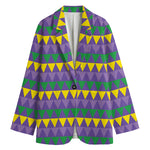 Geometric Mardi Gras Pattern Print Women's Blazer