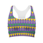 Geometric Mardi Gras Pattern Print Women's Sports Bra