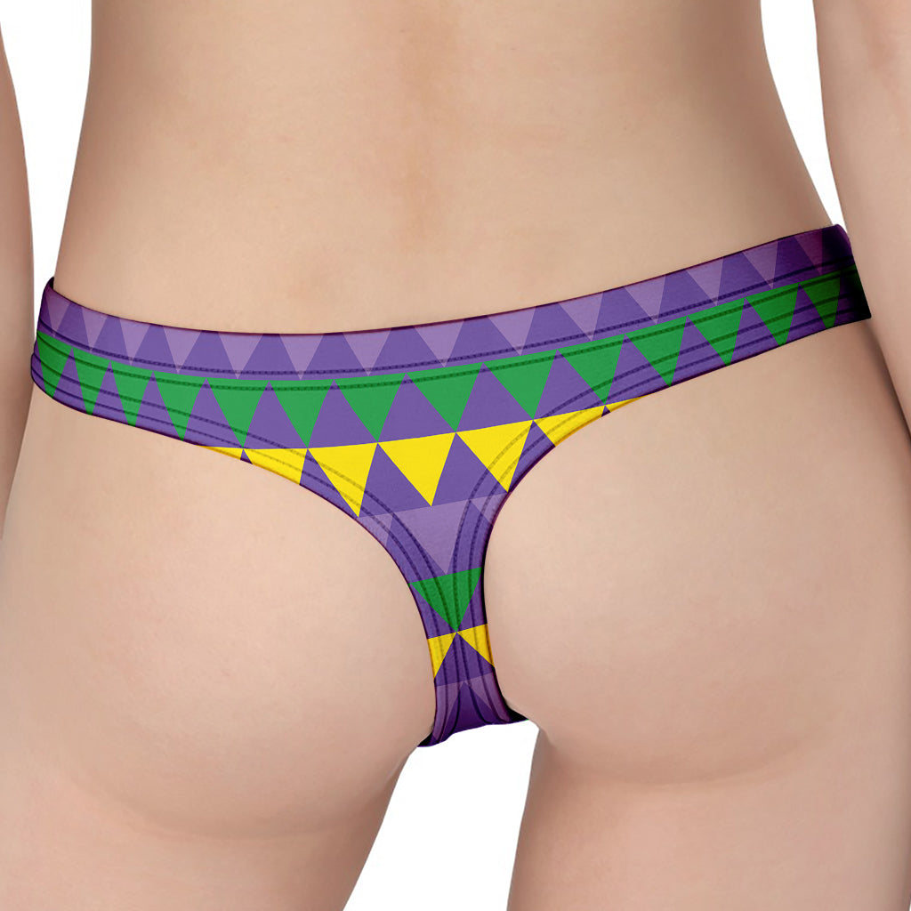 Geometric Mardi Gras Pattern Print Women's Thong