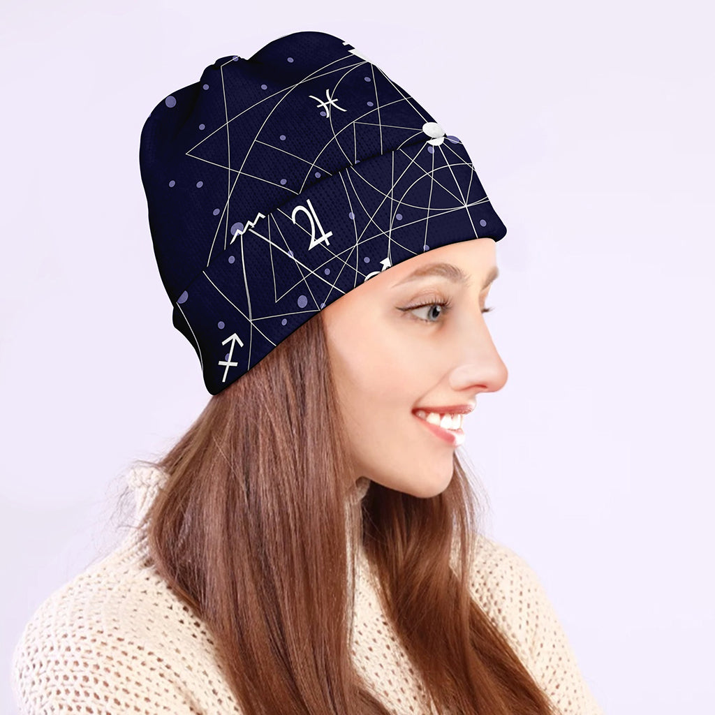 Geometric Moon Phase Print Beanie