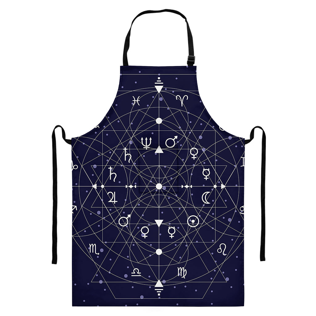 Geometric Moon Phase Print Bib Apron With Pocket