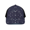 Geometric Moon Phase Print Black Mesh Trucker Hat