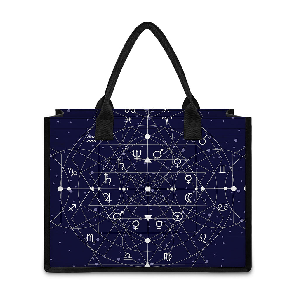 Geometric Moon Phase Print Canvas Tote Bag